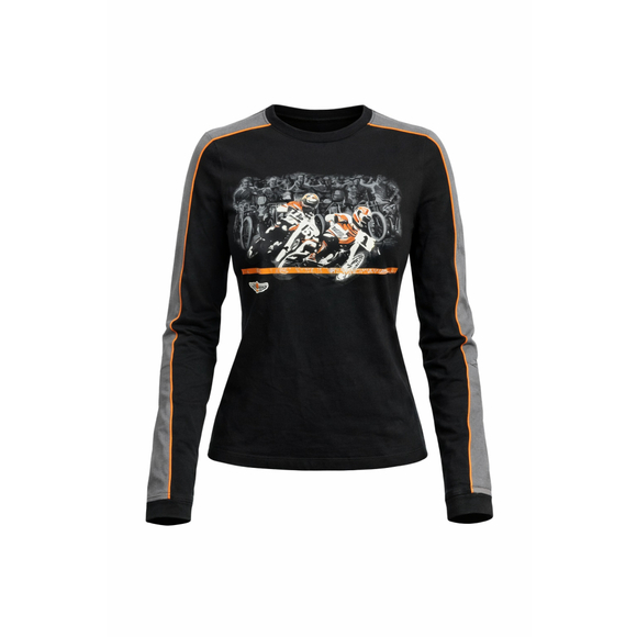 Harley-Davidson Tops - Harley-Davidson Women's 100th Anniversary Long Sleeve Shirt Black Racing Sz L